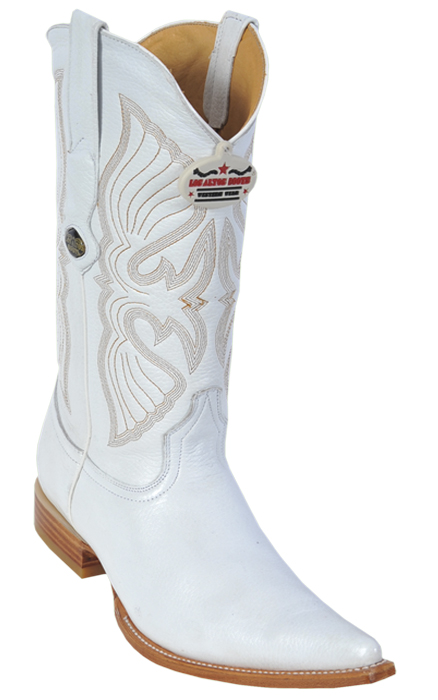 Los Altos White Genuine All-Over Deer Skin 3X Toe Cowboy Boots 958328